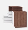Dora Study Table in Planked Walnut and White Finish Dora Study Table in Planked Walnut and White Finish