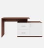 Dora Study Table in Planked Walnut and White Finish Dora Study Table in Planked Walnut and White Finish