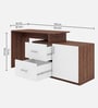 Dora Study Table in Planked Walnut and White Finish Dora Study Table in Planked Walnut and White Finish