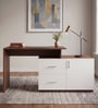 Dora Study Table in Planked Walnut and White Finish Dora Study Table in Planked Walnut and White Finish