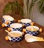 Dori 300ml Blue & White Ceramic (Set of 12) Dinner Bowl