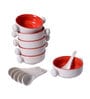 Dori 300ml White & Orange Stoneware (Set of 12) Dinner Bowl