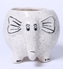 Dotted White Glazed Ceramic Elephant Shaped Desk Pot