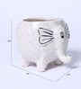 Dotted White Glazed Ceramic Elephant Shaped Desk Pot
