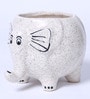 Dotted White Glazed Ceramic Elephant Shaped Desk Pot