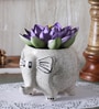 Dotted White Glazed Ceramic Elephant Shaped Desk Pot