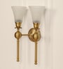 Double Ball Wall Lamp Antique Brass Finish with Frosted Hammered Glass