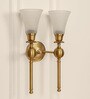 Double Ball Wall Lamp Antique Brass Finish with Frosted Hammered Glass