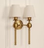 Double Ball Wall Lamp Antique Brass Finish with Off White Shade