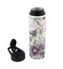 Double Cap Sports Water Bottle With Beige & Blue Floral Print