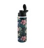 Double Cap Sports Water Bottle With Black & Green Floral Print