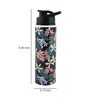 Double Cap Sports Water Bottle With Black & Green Floral Print