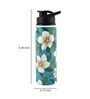 Double Cap Sports Water Bottle With Green & White Mogra Print