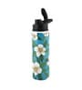 Double Cap Sports Water Bottle With Green & White Mogra Print