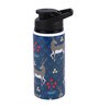 Double Cap Sports Water Bottle With Navy Blue & Grey Deer Print