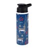 Double Cap Sports Water Bottle With Navy Blue & Grey Deer Print