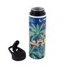 Double Cap Sports Water Bottle With Navy Blue & House Print