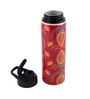 Double Cap Sports Water Bottle With Red & Orange Mehendi Print