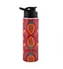 Double Cap Sports Water Bottle With Red & Orange Mehendi Print
