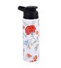 Double Cap Sports Water Bottle With White & Red Floral Print