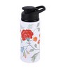 Double Cap Sports Water Bottle With White & Red Floral Print