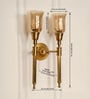 Double Corrugated Wall Lamp Antique Brass Finish with Chimney Crackled Glass Golden Luster