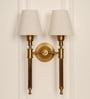 Double Corrugated Wall Lamp Antique Brass Finish with Off White Shade for Living Room, Bedroom, Home Decoration Wall Light