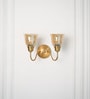 Double Curve Wall Lamp Antique Brass Finish with Cup Crackled Glass Golden Luster