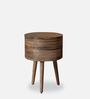 Double Solid Wood End Table in Rustic Brown Finish