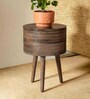 Double Solid Wood End Table in Rustic Brown Finish