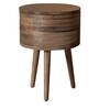 Double Solid Wood End Table in Rustic Brown Finish