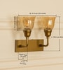 Double Elbow Wall Lamp Brass Antique Finish with Cup Crackled Glass Golden Luster Shade