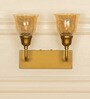 Double Elbow Wall Lamp Brass Antique Finish with Cup Crackled Glass Golden Luster Shade