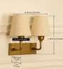 Double Elbow Wall Lamp Brass Antique Finish with Off White Lampshade