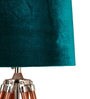 Double Fold Green Velvet Shade Floor Lamp with Brown Base