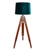 Double Fold Green Velvet Shade Floor Lamp with Brown Base