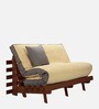 Double Futon in Mustard Wave Pattern Colour with Mattress