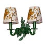 Double Green Aluminium Wall Sconces with Kashida Velvet Shades