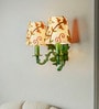 Double Green Aluminium Wall Sconces with Kashida Velvet Shades