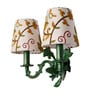 Double Green Aluminium Wall Sconces with Kashida Velvet Shades