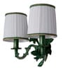 Double Green Grapevine Wall Sconce with Pleated Shades