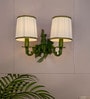 Double Green Grapevine Wall Sconce with Pleated Shades
