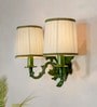 Double Green Grapevine Wall Sconce with Pleated Shades