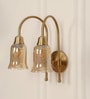 Double Hockey Wall Lamp Antique Brass Finish with Chimney Crackled Glass Golden Luster