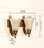 Double J Brass Antique Finish Wall Lamp  with Frosted Hammered Glass Shade