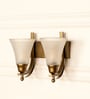 Double J Brass Antique Finish Wall Lamp  with Frosted Hammered Glass Shade
