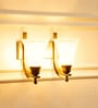 Double J Brass Antique Finish Wall Lamp  with Frosted Hammered Glass Shade
