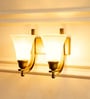 Double J Brass Antique Finish Wall Lamp  with Frosted Hammered Glass Shade