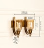 Double J Brass Antique Finish Wall Lamp with Chimney Crackled Glass Golden Luster Shade