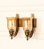 Double J Brass Antique Finish Wall Lamp with Chimney Crackled Glass Golden Luster Shade